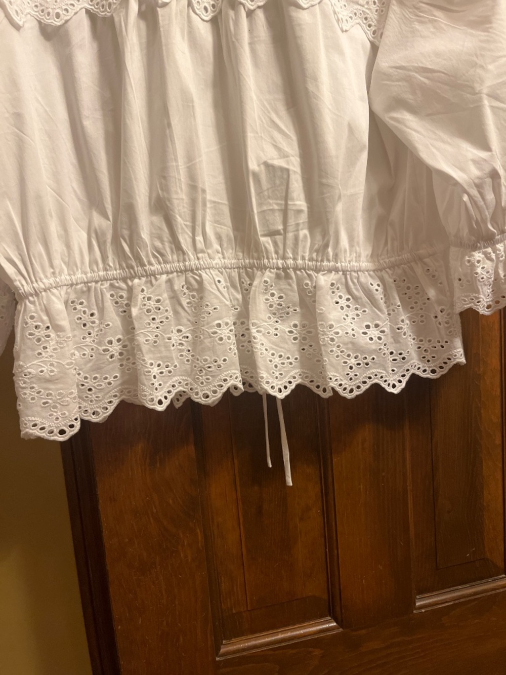 NWOT Joie White Cotton, Drawstring Waist Top. So Cute! Sz. Lg. - Picture 6 of 10